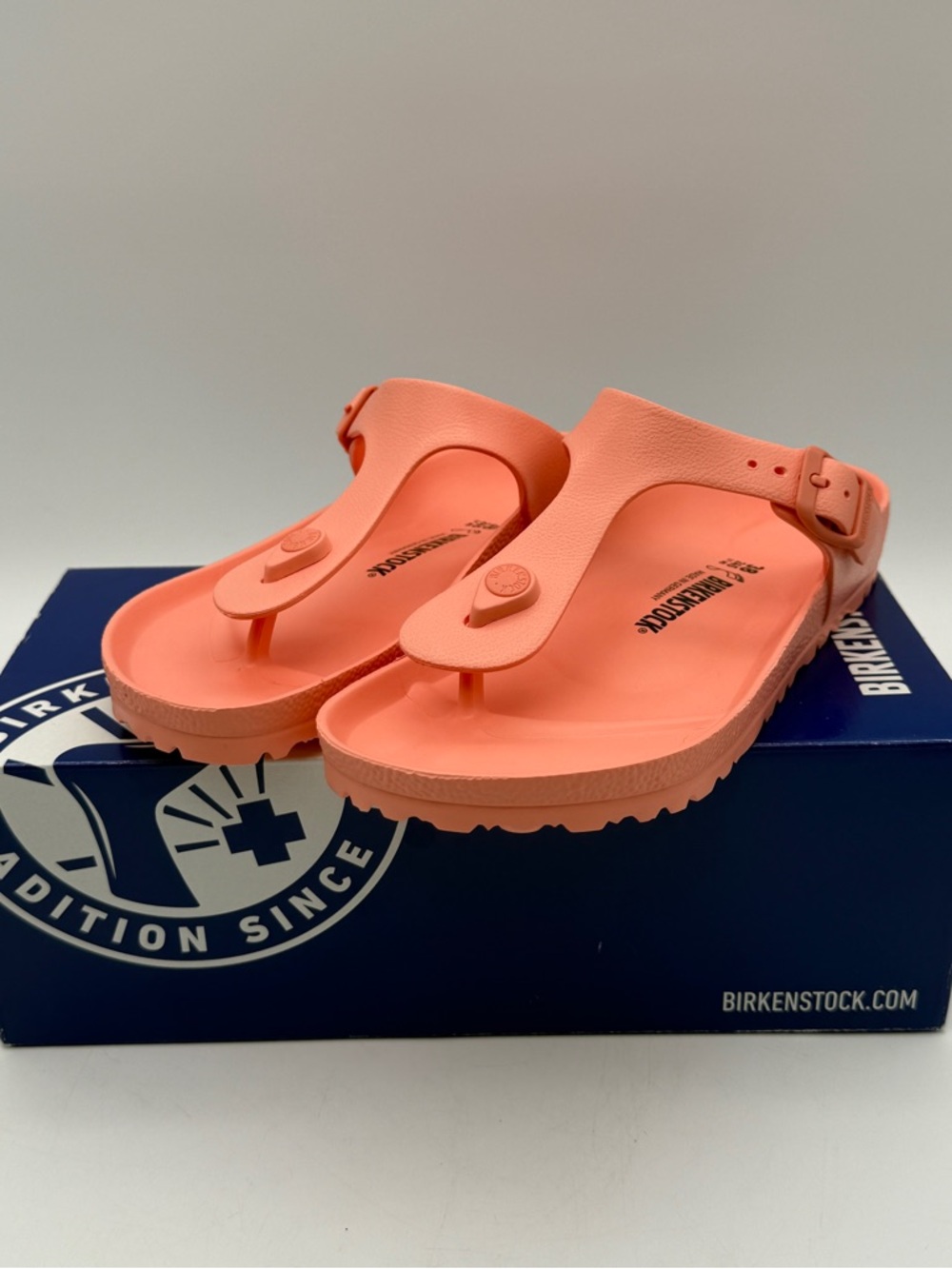 Birkenstock Gizeh EVA Coral Peach Thong Sandals Women’s US 7 Regular – NIB